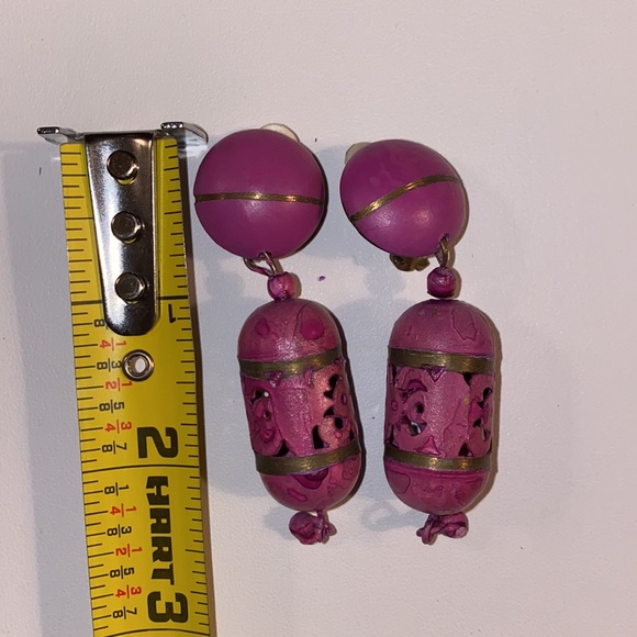 Light Purple Metal Clip Dangling Earrings - Picture 7 of 11